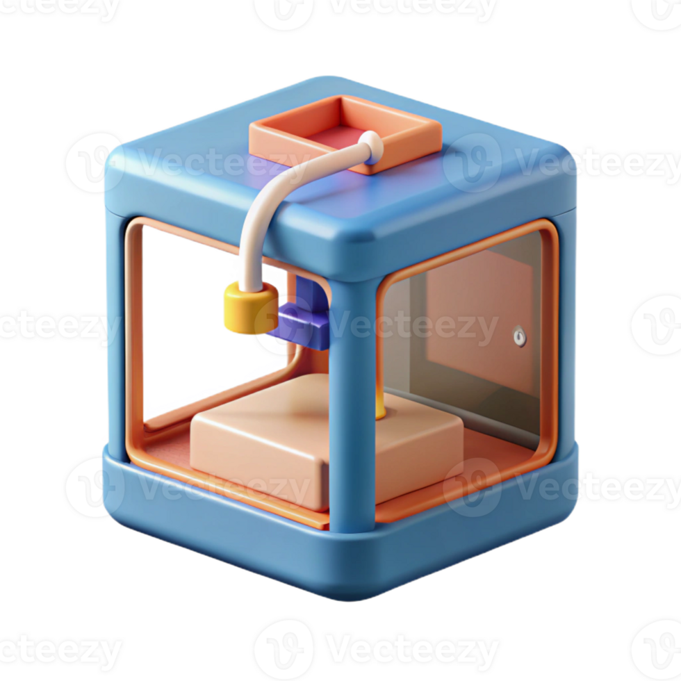 glorious notable D printer printing a small object with Transparent Background png