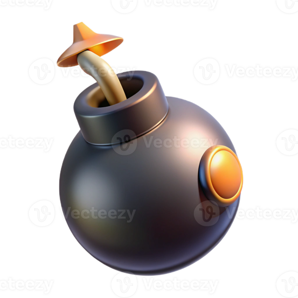 serene quintessential A stylized, cartoon-style bomb, lit fuse with Transparent Background png