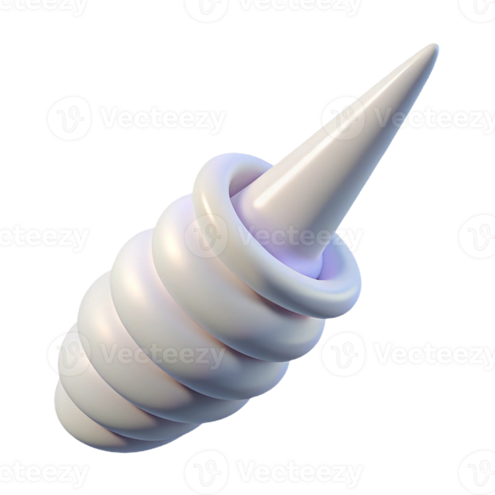 sought-after organic A realistic rendering of a unicorn horn, spiraling, pristine white with Transparent Background precision png