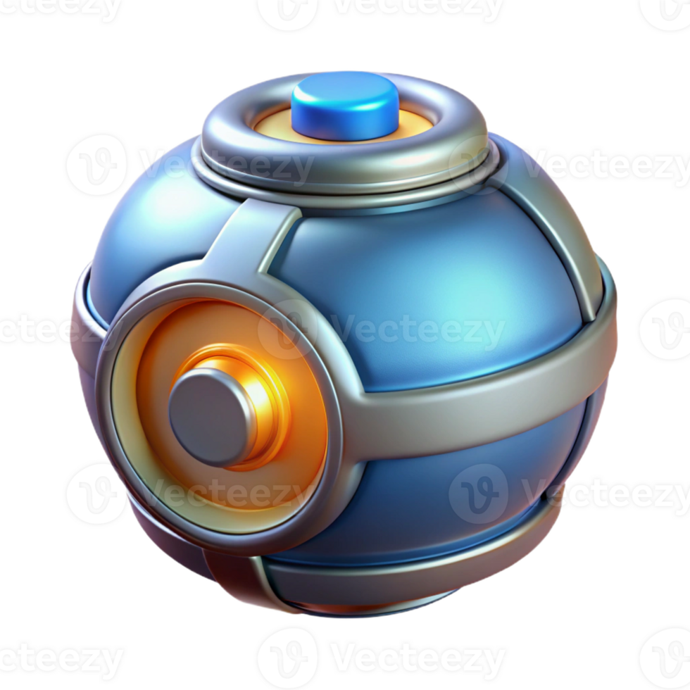 impressive harmonious avant-garde Photorealistic, hyper-specific, isolated cutout of a high-tech energy cell with glowing core with Transparent Background gallery standard png