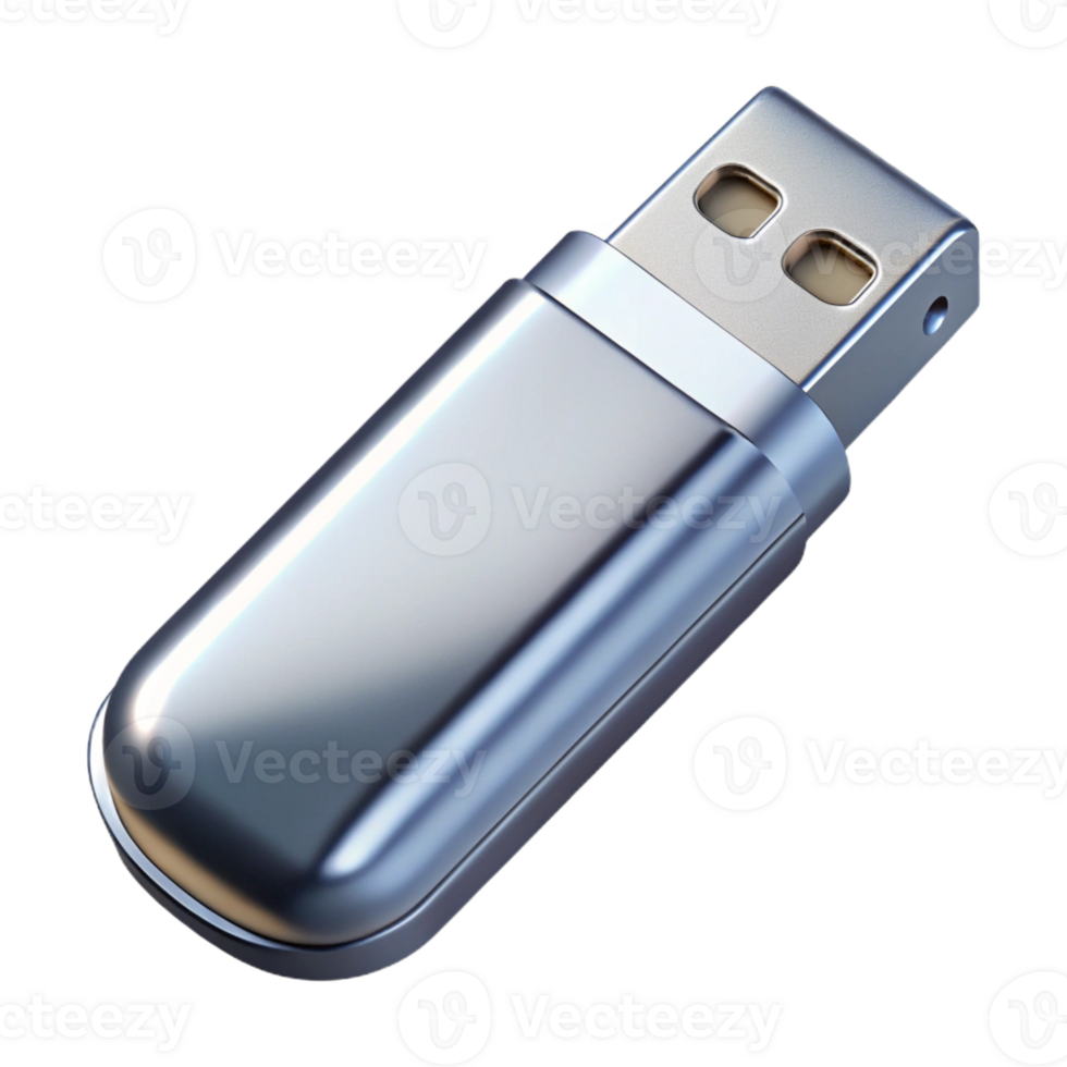 ethereal gorgeous USB flash drive, silver metal with Transparent Background professional png
