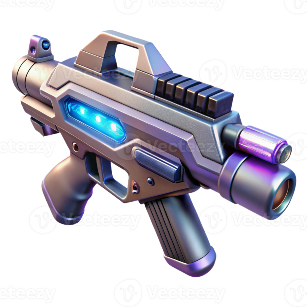 celebrated surreal Concept art style, isolated cutout of a futuristic energy weapon, plasma rifle with Transparent Background precision png