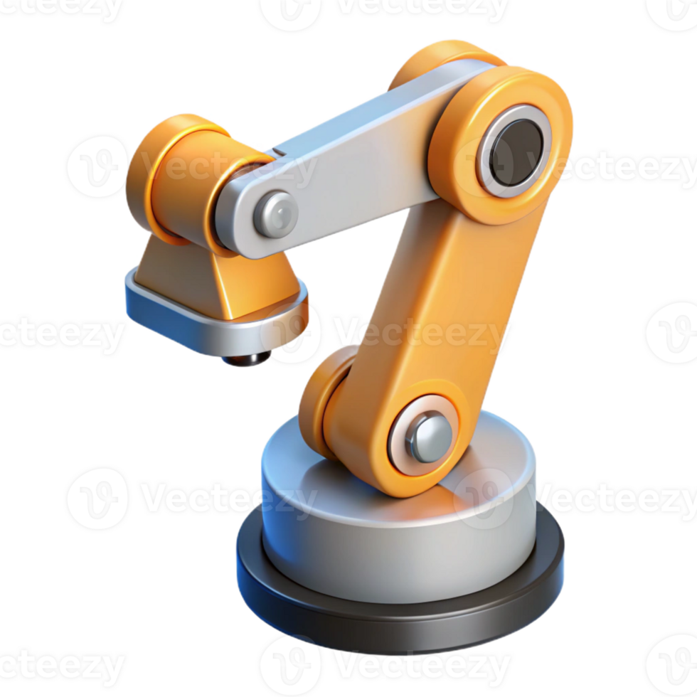 exemplary minimalist Robot arm, industrial, robotic automation with Transparent Background 8K png
