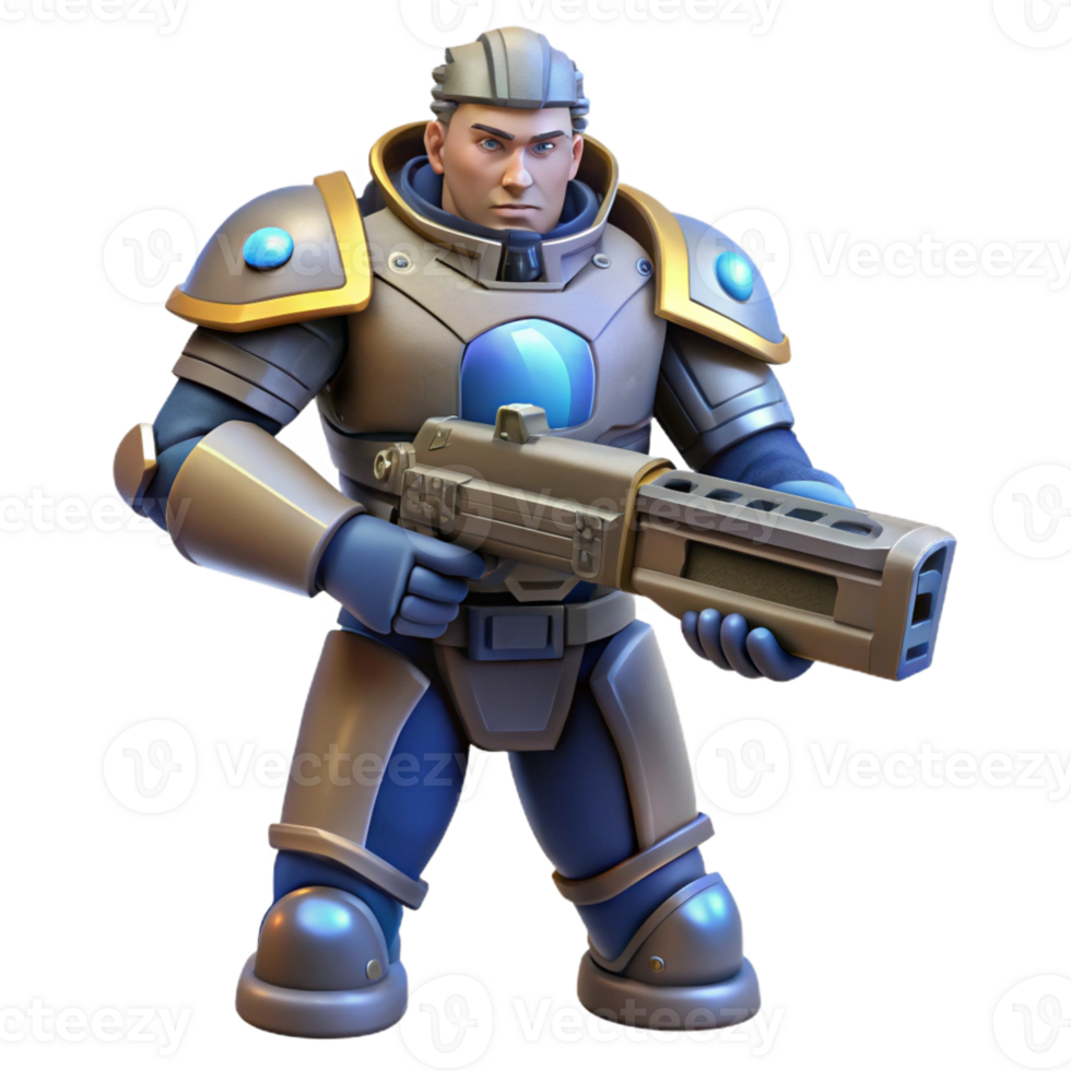 glorious dreamy industrial Hyper-specific concept art style, isolated cutout of a space marine in full armor holding a plasma rifle with Transparent Background fine detail png