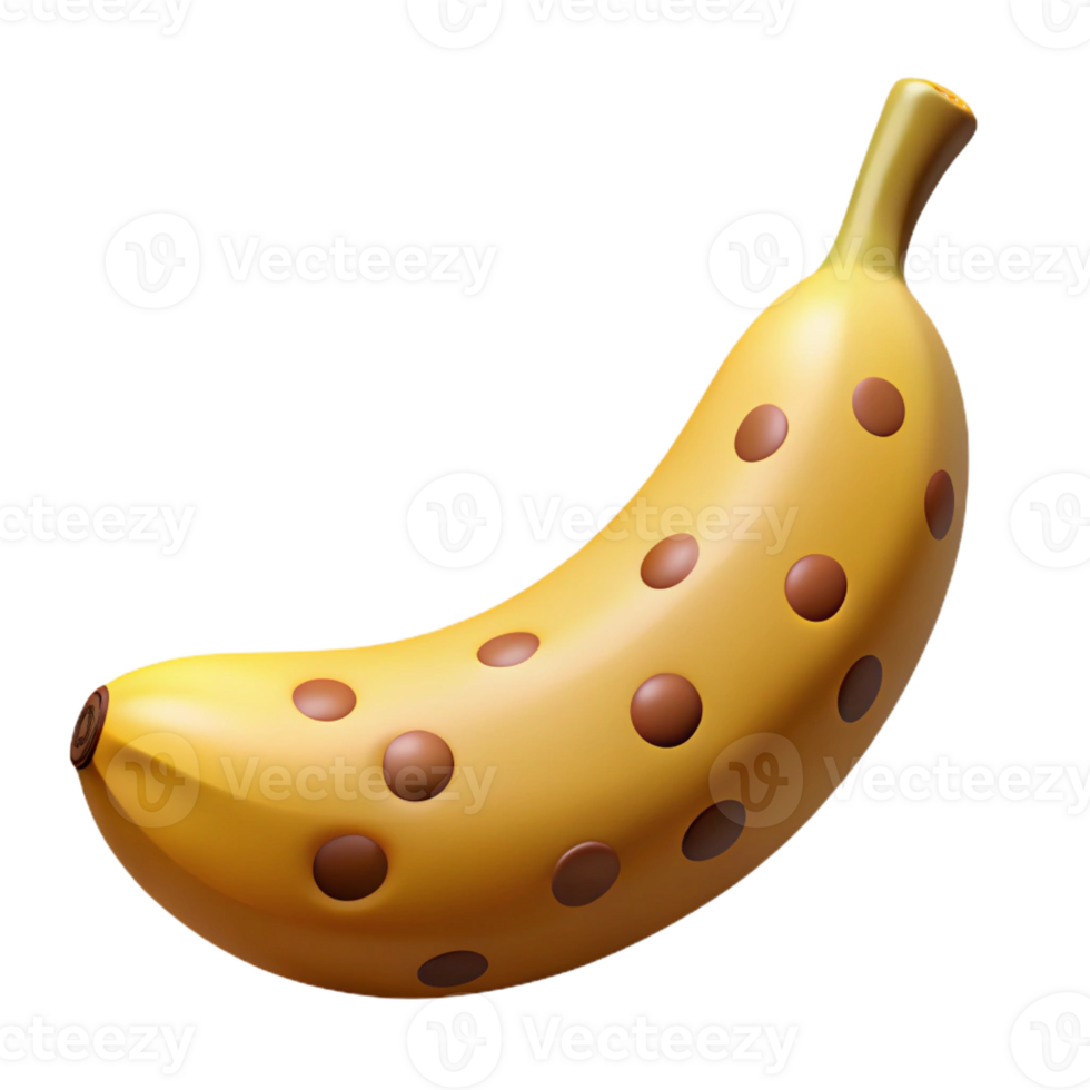 glorious memorable Ultra-detailed photorealistic isolated cutout of a ripe banana with brown spots with Transparent Background png