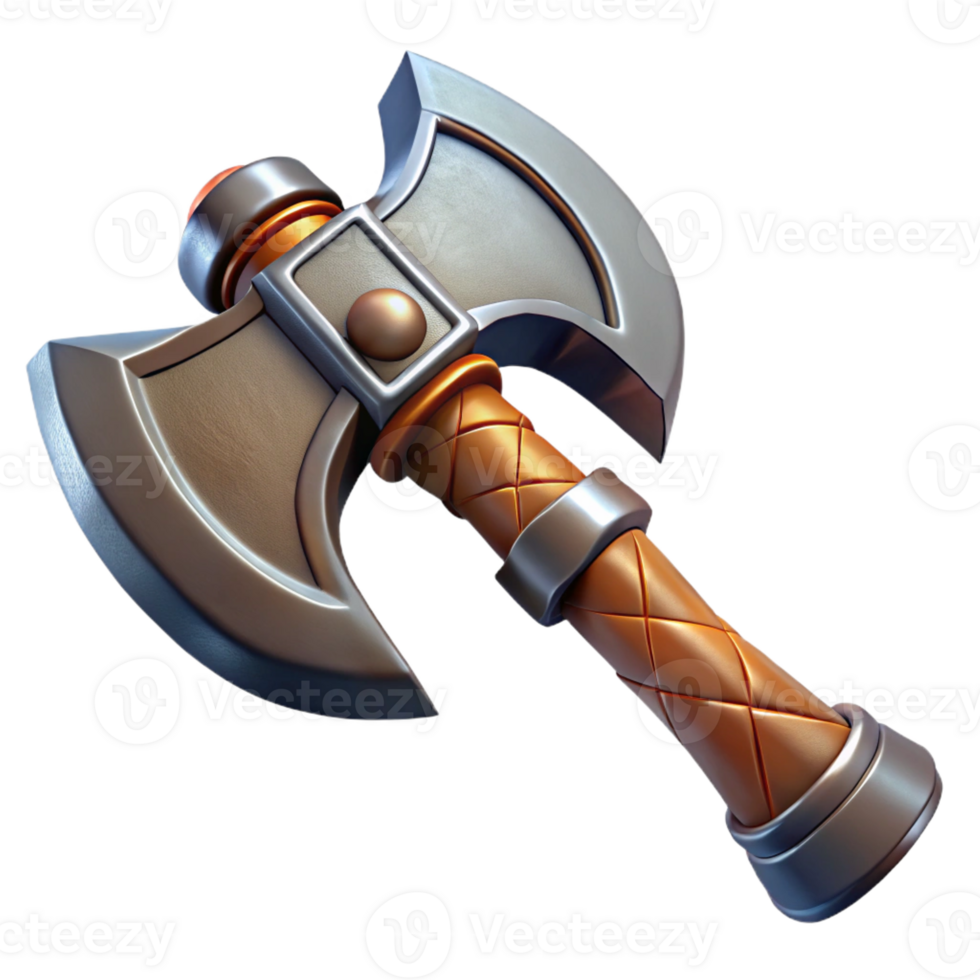 energetic beautiful Ultra-detailed, concept art style professional render of a single, orcish axe, crude, rusty with Transparent Background high quality png