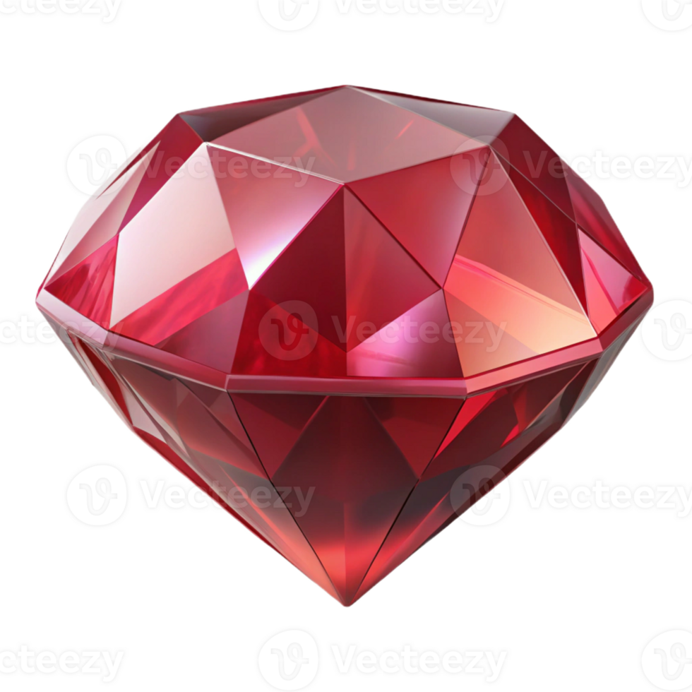 dramatic inspired Ultra-detailed, professional render of a single, cut ruby gemstone with intricate facets Isolated cutout with Transparent Background png