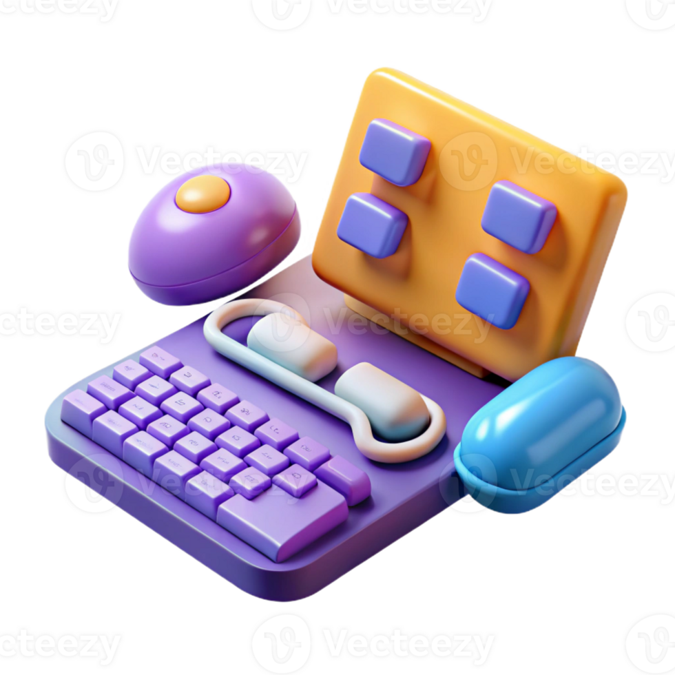 distinctive urban Computer programming, keyboard and mouse with Transparent Background fine detail png