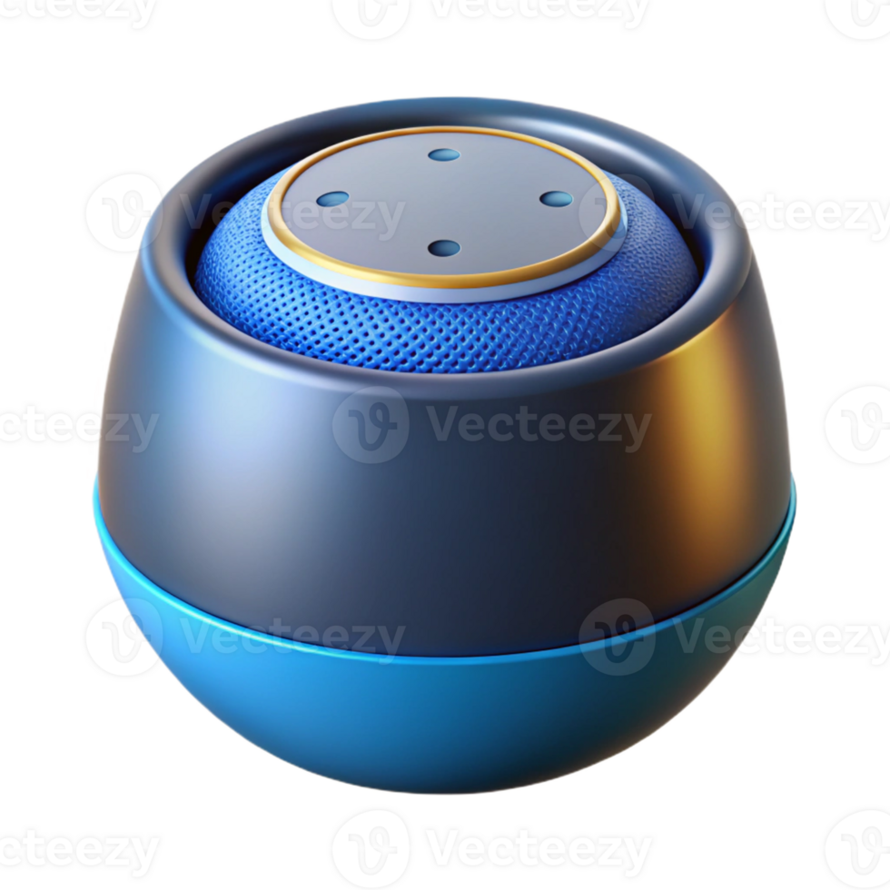 fascinating timeless Hyper-specific, concept art style isolated cutout of a levitating smart speaker, voice assistant technology with Transparent Background png