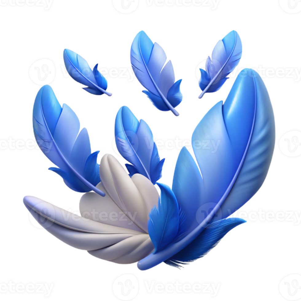 extraordinary tropical A single feather transforming into a flock of birds with Transparent Background fine detail png