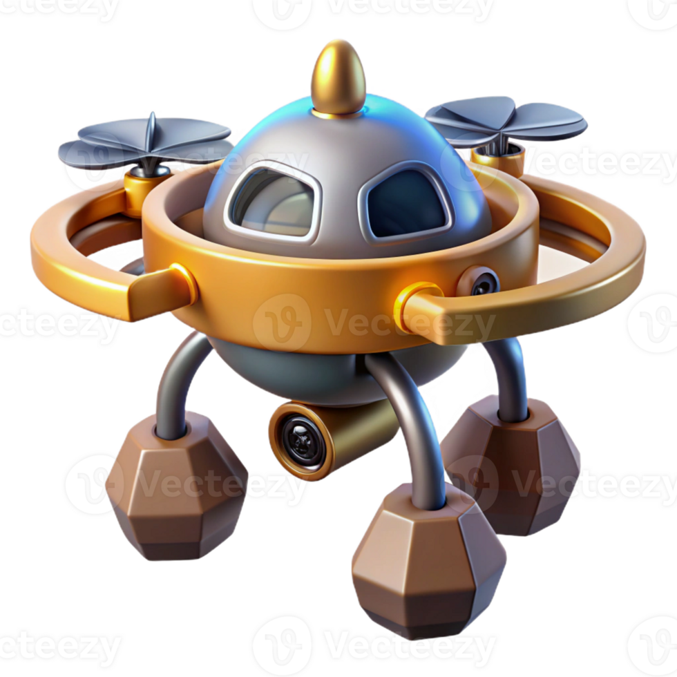 quintessential traditional Concept art style, hyper-specific isolated cutout of a space mining drone, resource extraction technology with Transparent Background premium png