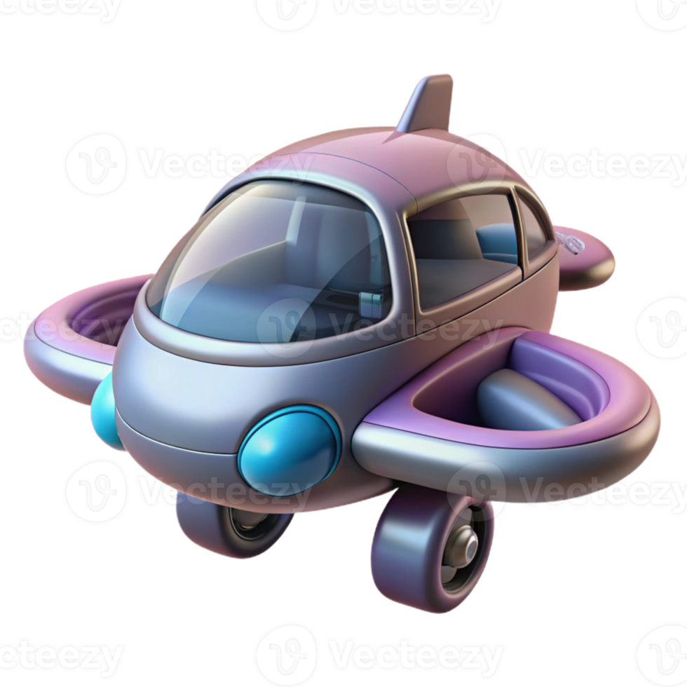 stunning mid-century Hyper-specific concept art style isolated cutout of a personal flying vehicle, urban mobility technology with Transparent Background premium png