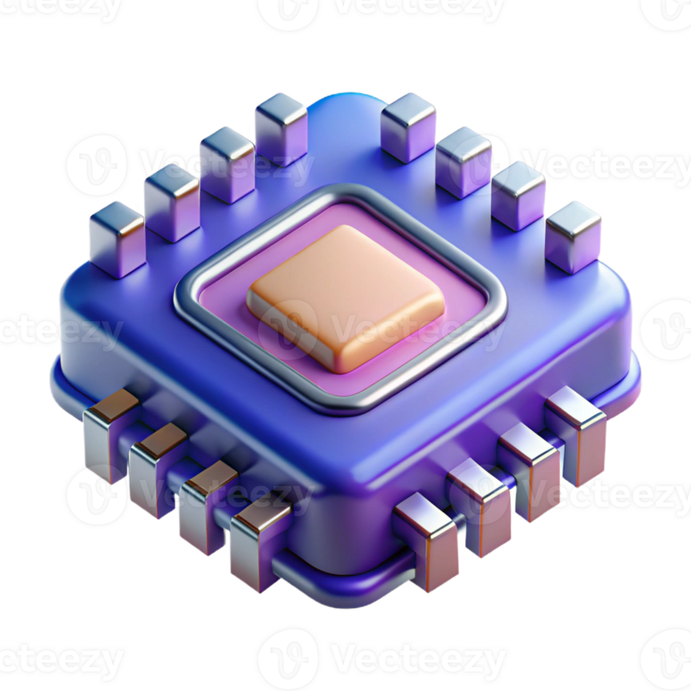 gorgeous passionate retro Ultra-detailed, professional render of an isolated cutout of a quantum computer processor, next-generation computing technology with Transparent Background museum quality png
