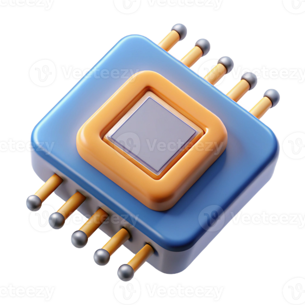 exemplary industrial Microchip with intricate circuitry with Transparent Background precision png