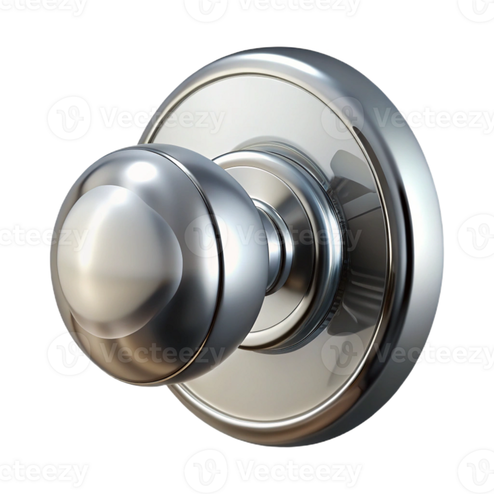 quintessential rustic Door knob modern chrome finish, with Transparent Background 8K png