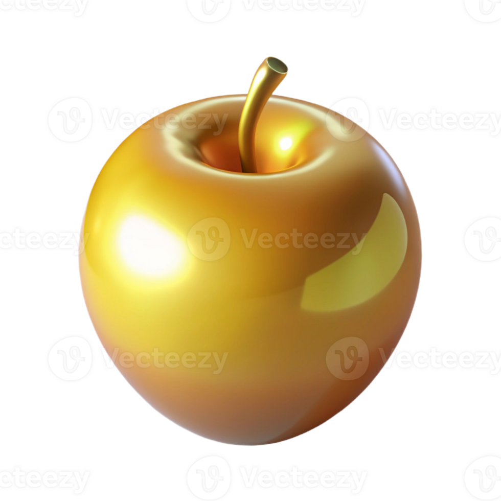 memorable retro Concept art style, isolated cutout of a single golden apple of Hesperides, radiating a soft glow with Transparent Background impeccable png