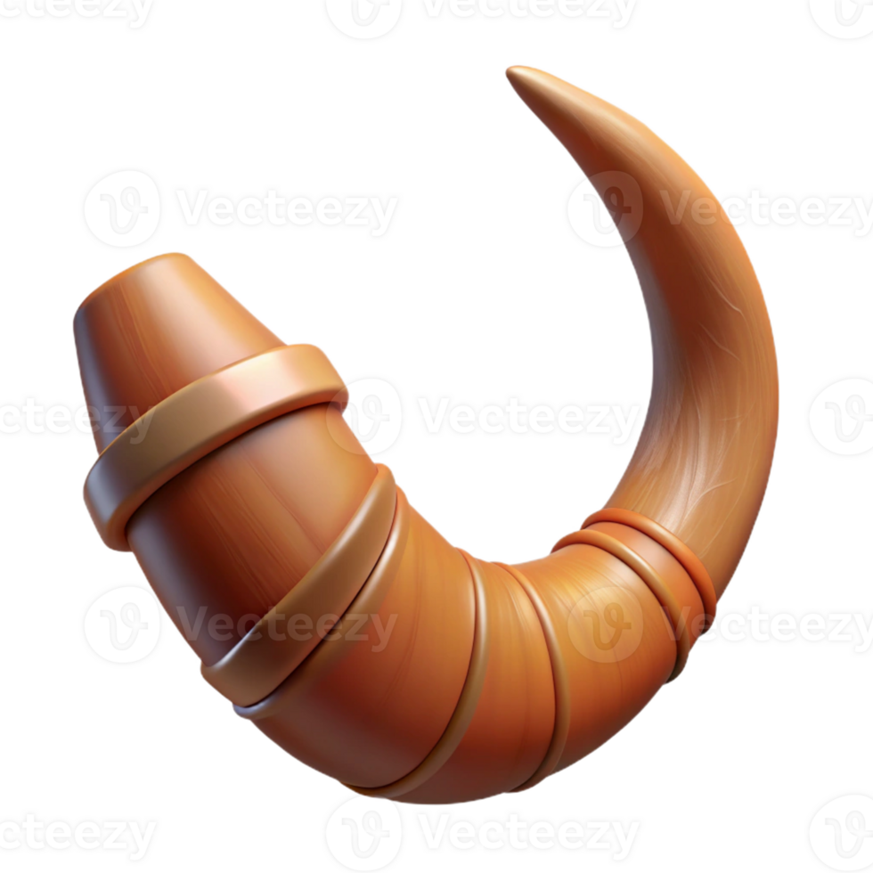 nostalgic glorious Photorealistic, ultra-detailed, hyper-specific professional render, isolated cutout of a Minotaur's severed horn, intricate carvings visible with Transparent Background 4K png