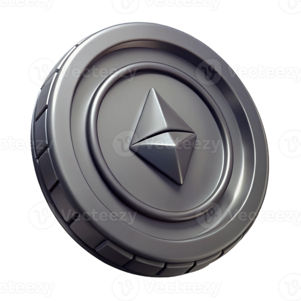 vibrant ethereal renaissance Isolated cutout, concept art style, hyper-specific render of a single Stygian iron coin with Transparent Background impeccable png
