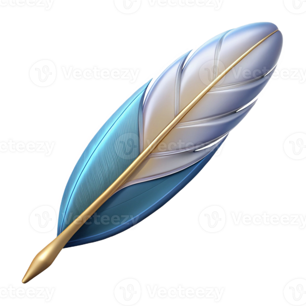 celebrated surreal Hyper-specific, concept art style, isolated cutout of a single feather from a Griffin's wing with Transparent Background crisp png