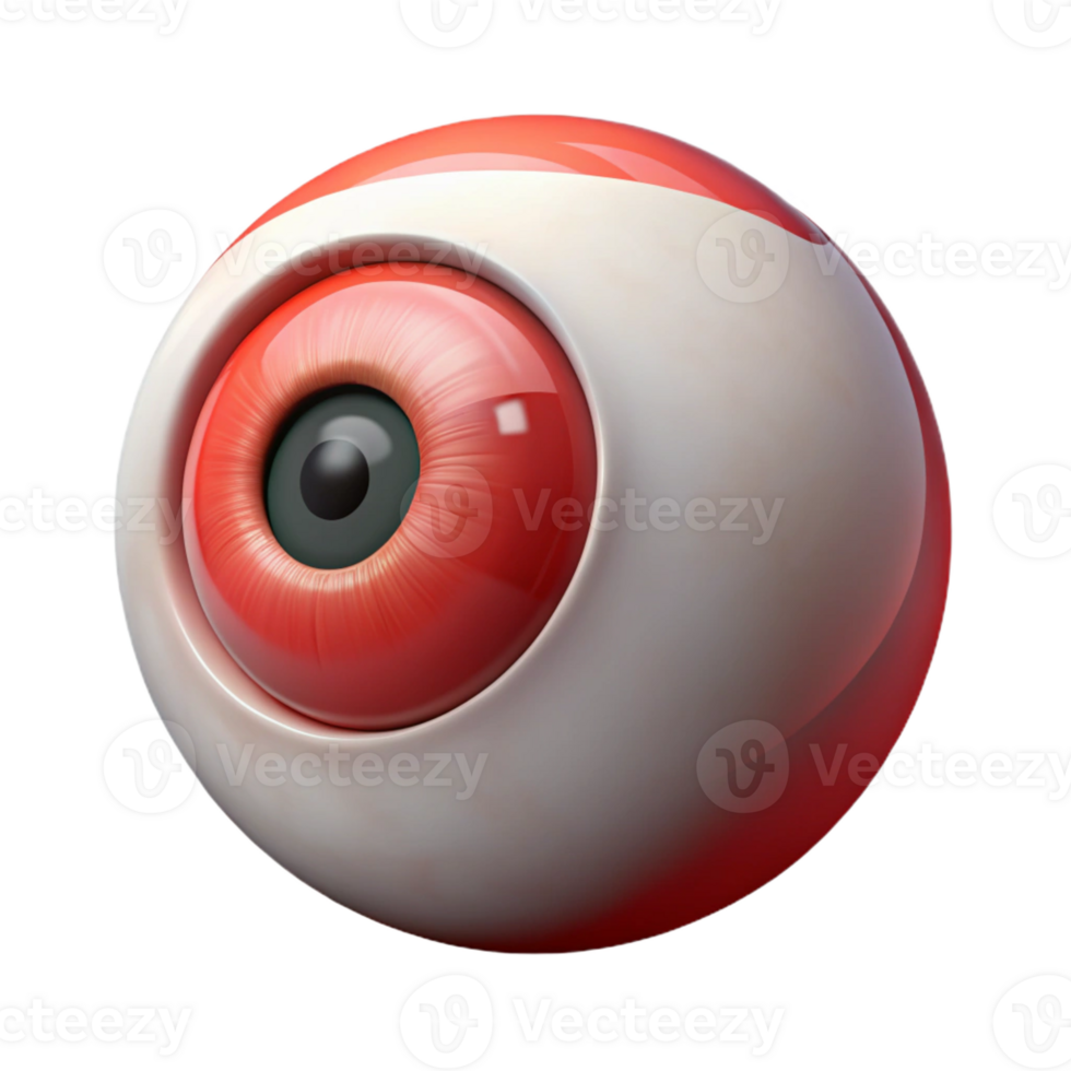 magnificent urban Isolated cutout, photorealistic, ultra-detailed professional render of a Cyclops's single eye, bloodshot with Transparent Background masterfully captured png