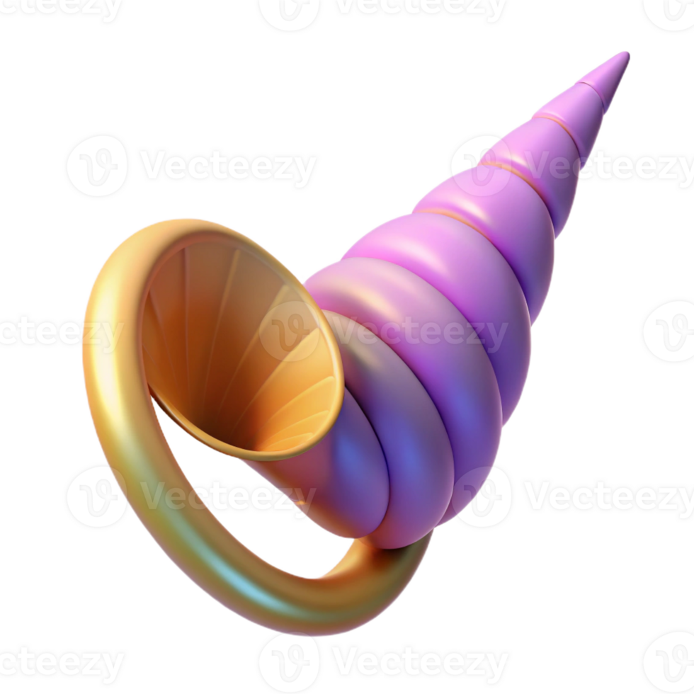 sought-after impressionist Isolated cutout, ultra-detailed professional render of a single horn from a unicorn, spiraled perfectly with Transparent Background precision png