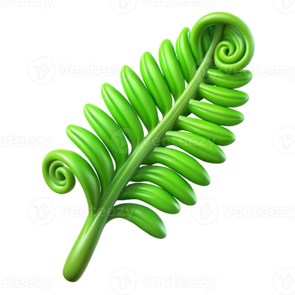 impressive ethereal renaissance Green fern frond, unfurling with Transparent Background gallery standard png