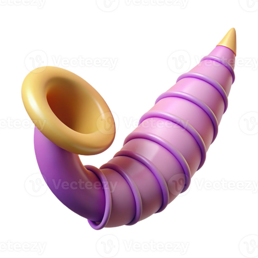 standout elegant Isolated cutout, ultra-detailed professional render of a single horn from a unicorn, spiraled perfectly with Transparent Background genuine png