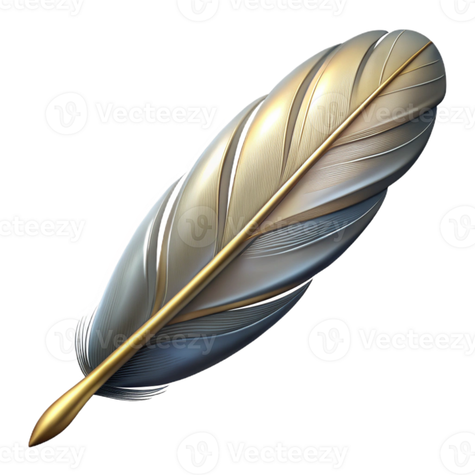 glorious playful renaissance Isolated cutout, ultra-detailed professional render of a single feather from a Valkyrie's helm with Transparent Background artisan png