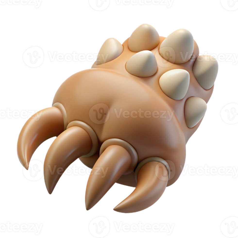vibrant impressionist Isolated cutout, ultra-detailed professional render of a single Sphinx's paw, clawed with Transparent Background 4K png