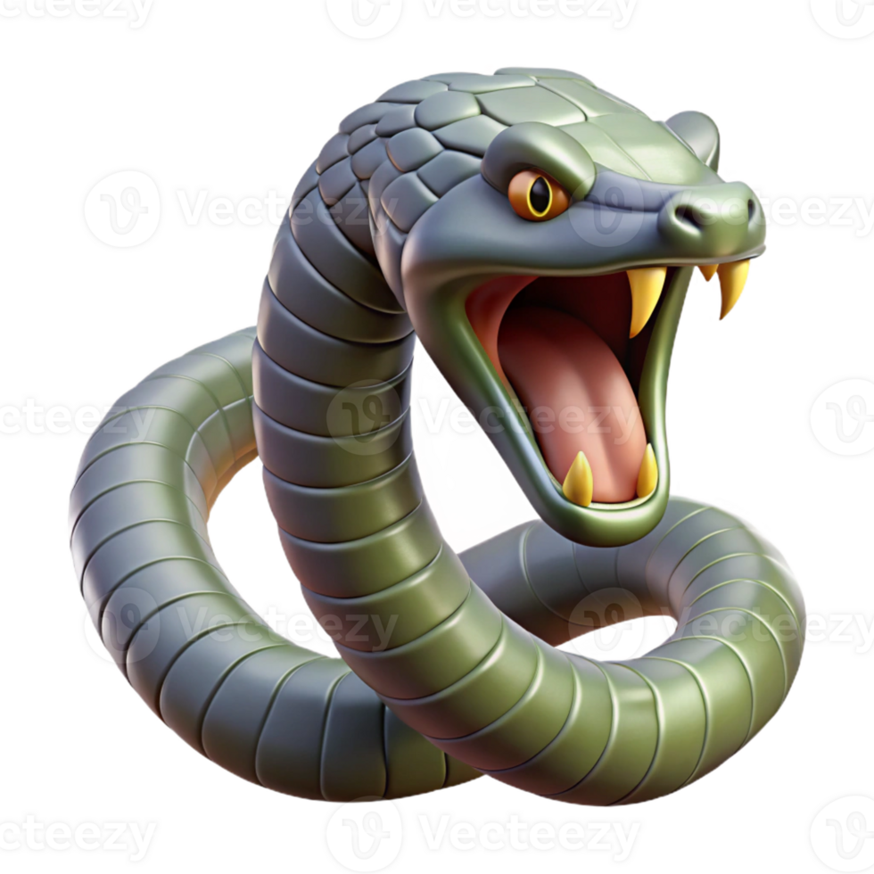picturesque inspired Photorealistic, hyper-specific, concept art style render of a single Gorgon's snake, hissing with Transparent Background png