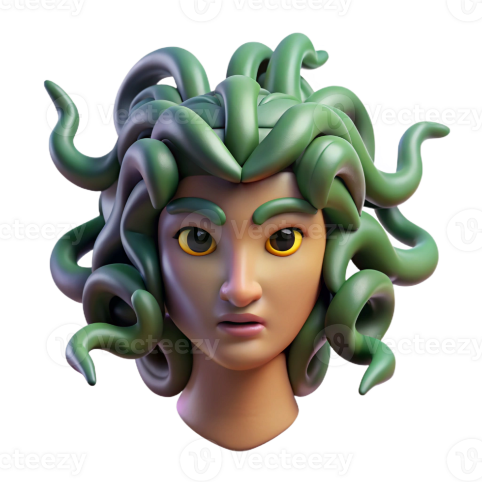 enchanting remarkable Medusa's head with snakes with Transparent Background png