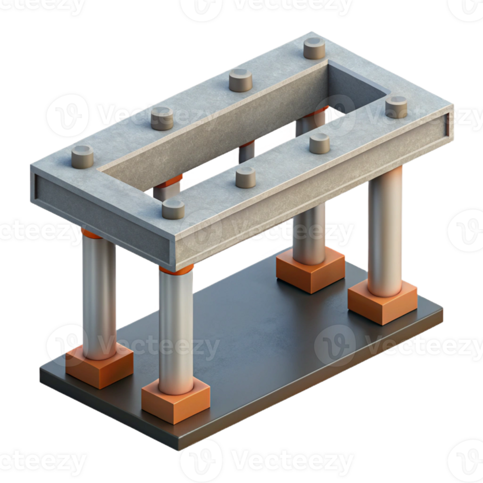 fascinating standout Hyper-specific professional render of a single, concrete structural support beam with exposed rebar Isolated cutout with Transparent Background png