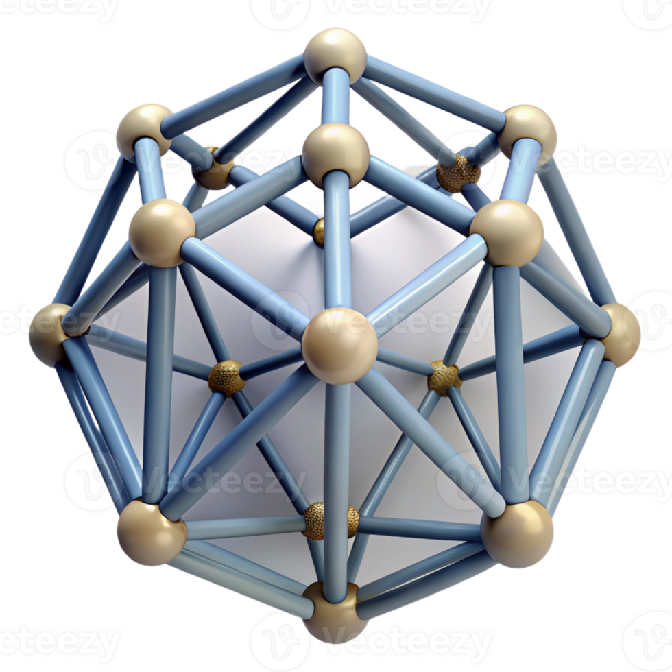 dramatic iconic Geodesic dome connector hub, with Transparent Background png
