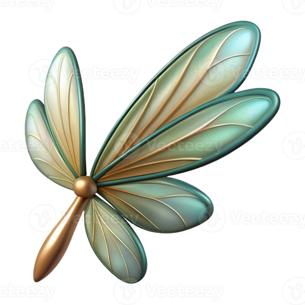 extraordinary remarkable Isolated cutout of a single Art Nouveau dragonfly wing, photorealistic, professional render, ultra-detailed, concept art style with Transparent Background png