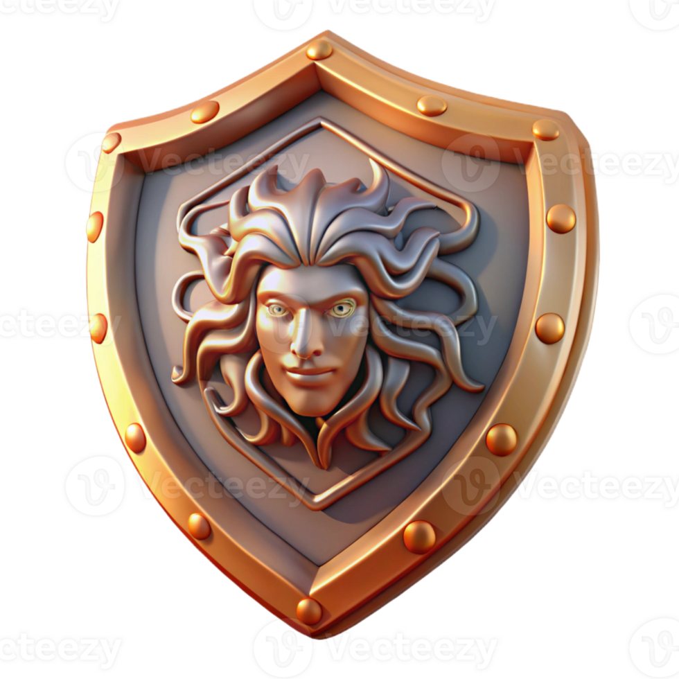 dazzling peaceful artistic Aegis shield, with Medusa's head with Transparent Background elite png