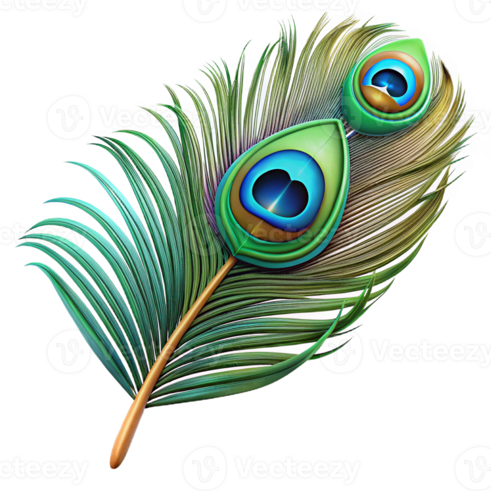 dynamic enchanting Photorealistic, ultra-detailed, hyper-specific professional render of a single Art Nouveau peacock feather, concept art style, isolated cutout with Transparent Background original png