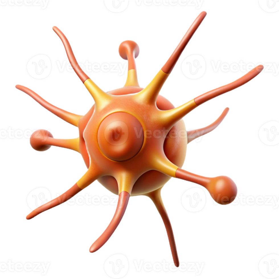 sought-after modern Hyper-specific professional render, isolated cutout, single neuron cell, scientifically accurate with Transparent Background artisan png