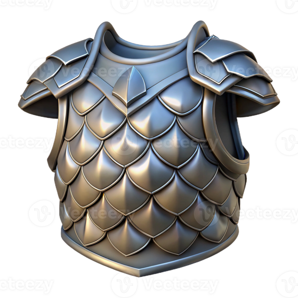 beautiful distinctive Hyper-specific, concept art style, professional render of an isolated cutout, intricately designed dragon scale armor breastplate with Transparent Background png