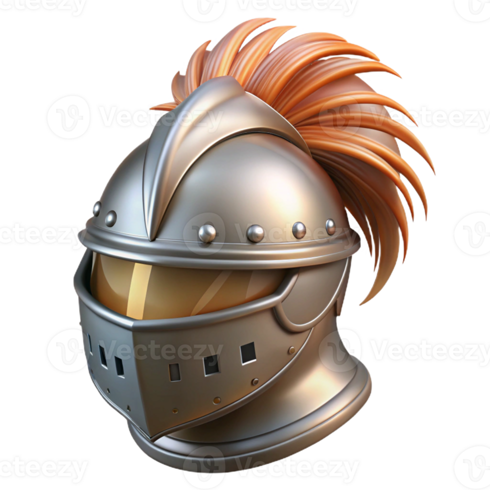 fascinating contemporary A knight's helmet, plumed crest, gleaming metal with Transparent Background gallery standard png