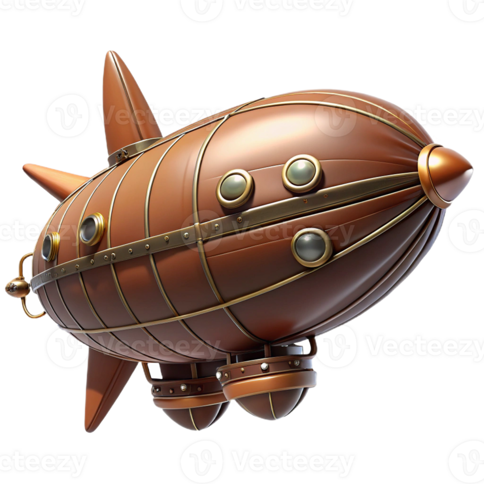 extraordinary unparalleled Steampunk zeppelin miniature model with detailed fins with Transparent Background png