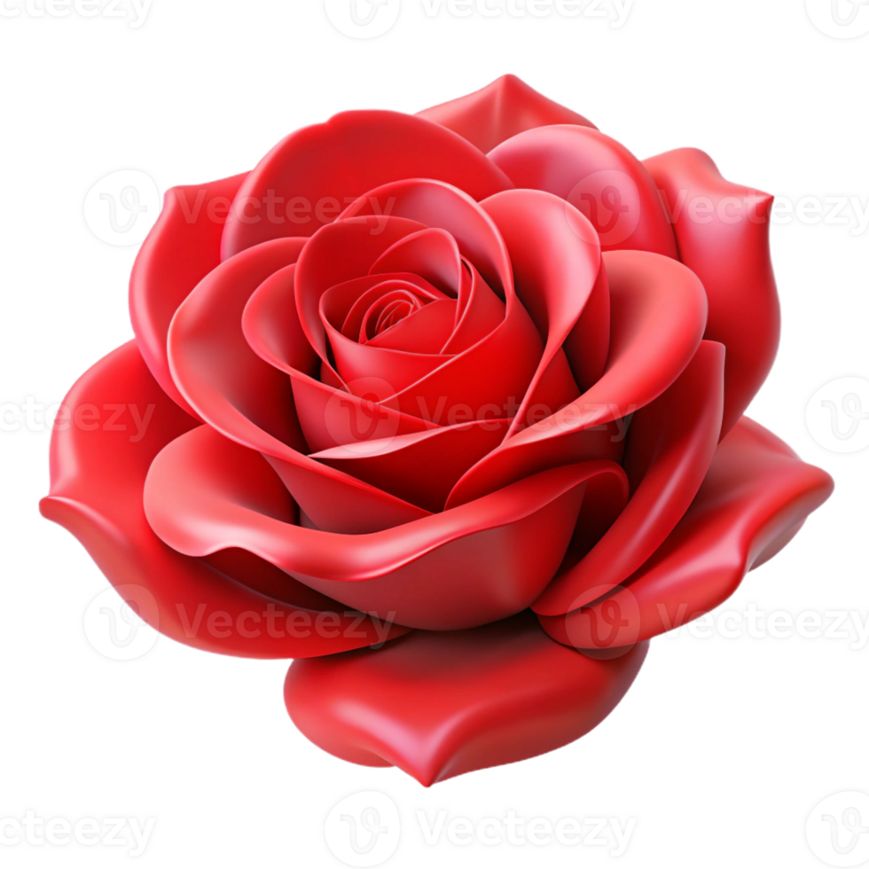 intense alluring Ultra-detailed, photorealistic render of a single flower, rose, red, isolated cutout with Transparent Background fine detail png