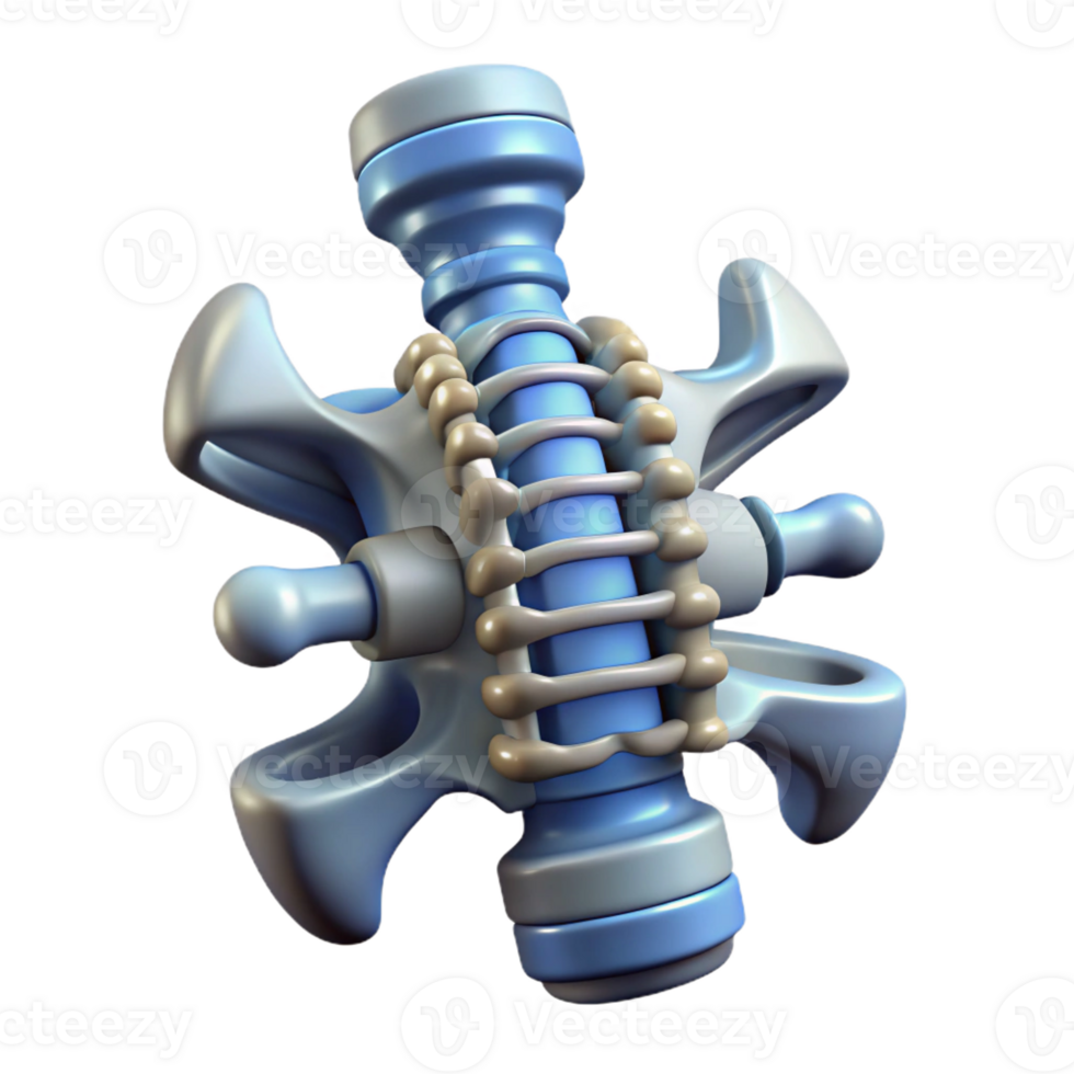 impressive intense avant-garde Professional render, concept art style, biomechanical spine with integrated hydraulics, isolated cutout with Transparent Background luxury png