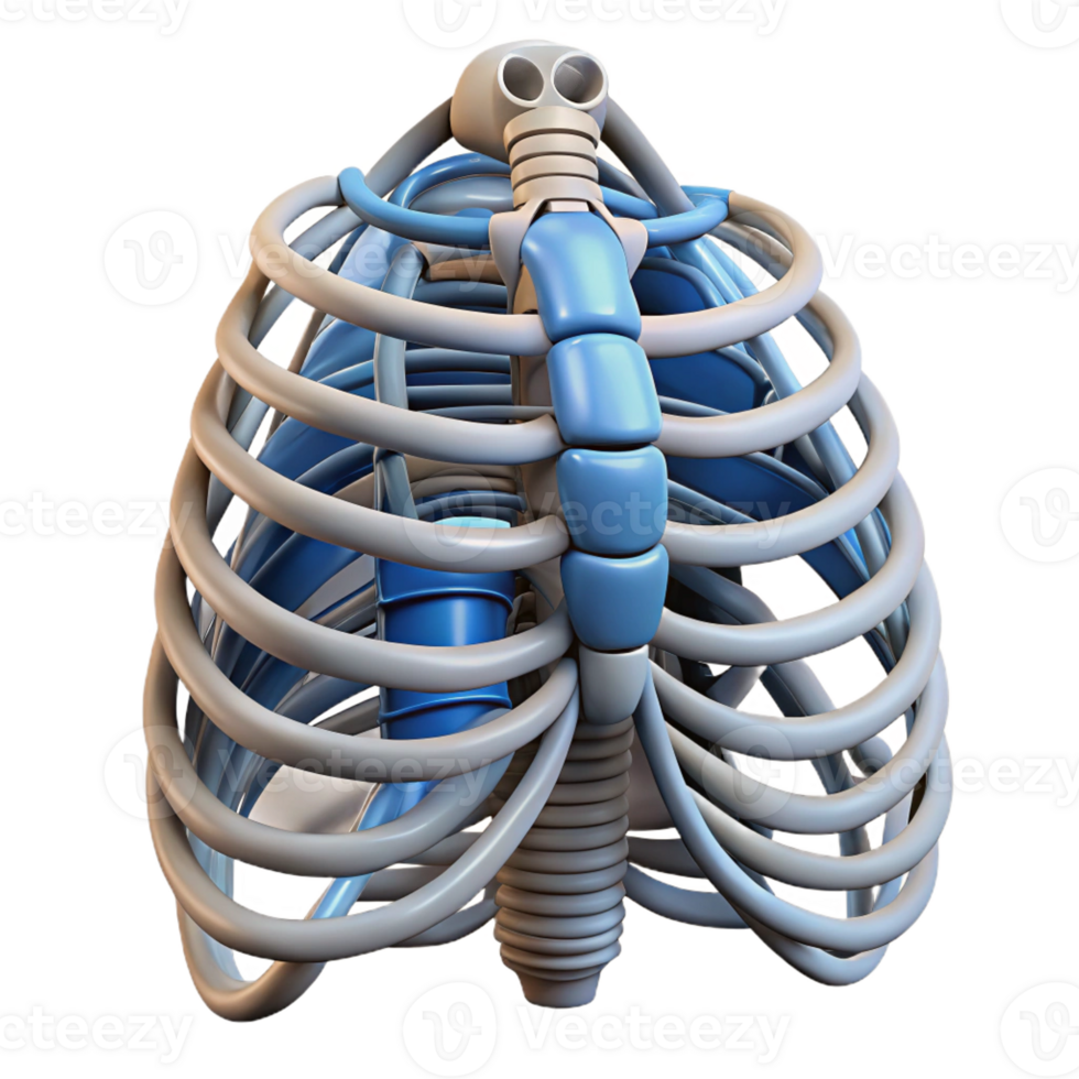 fascinating inspired Isolated cutout, ultra-detailed, biomechanical ribcage with interwoven wires and cables with Transparent Background png