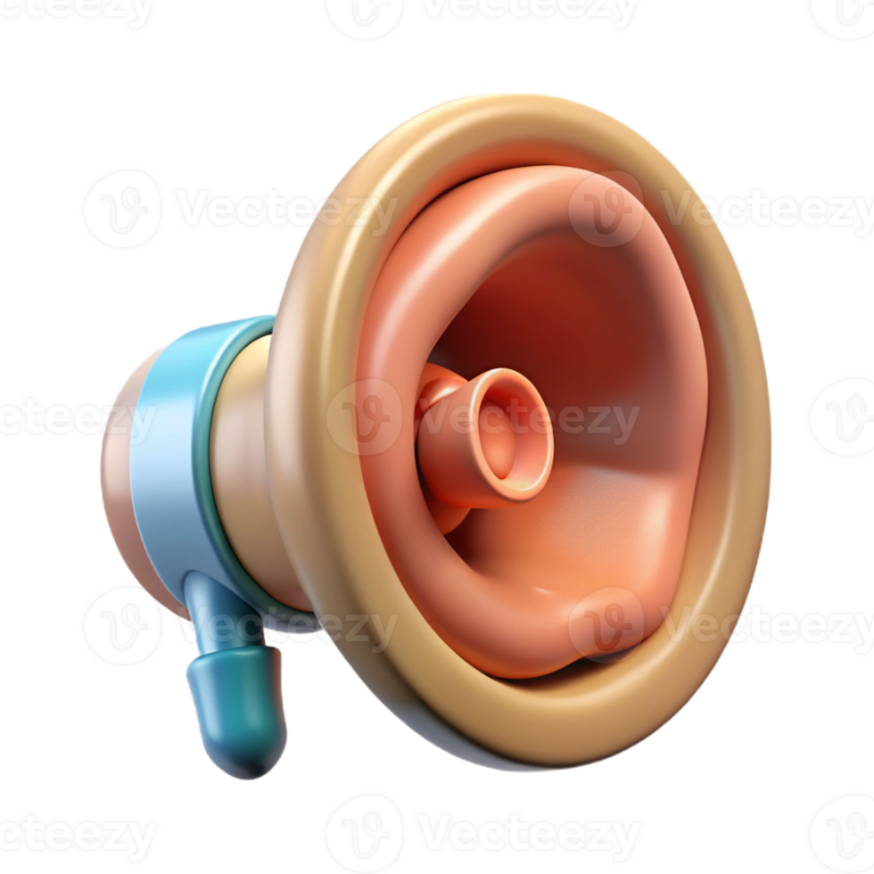 calm spectacular Ultra-detailed, isolated cutout, biomechanical ear with integrated speaker system with Transparent Background crisp png