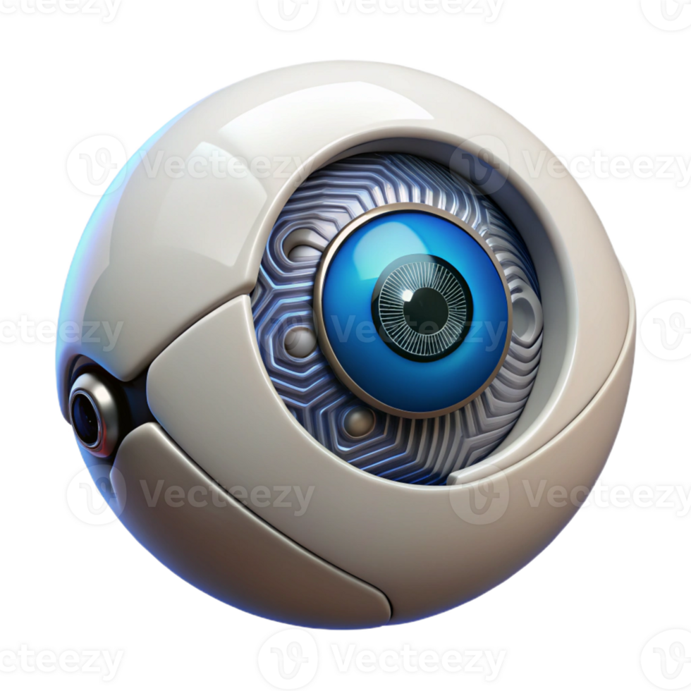 distinguished renaissance Photorealistic, isolated cutout of a biomechanical eye with integrated circuitry, ultra-detailed with Transparent Background detailed png