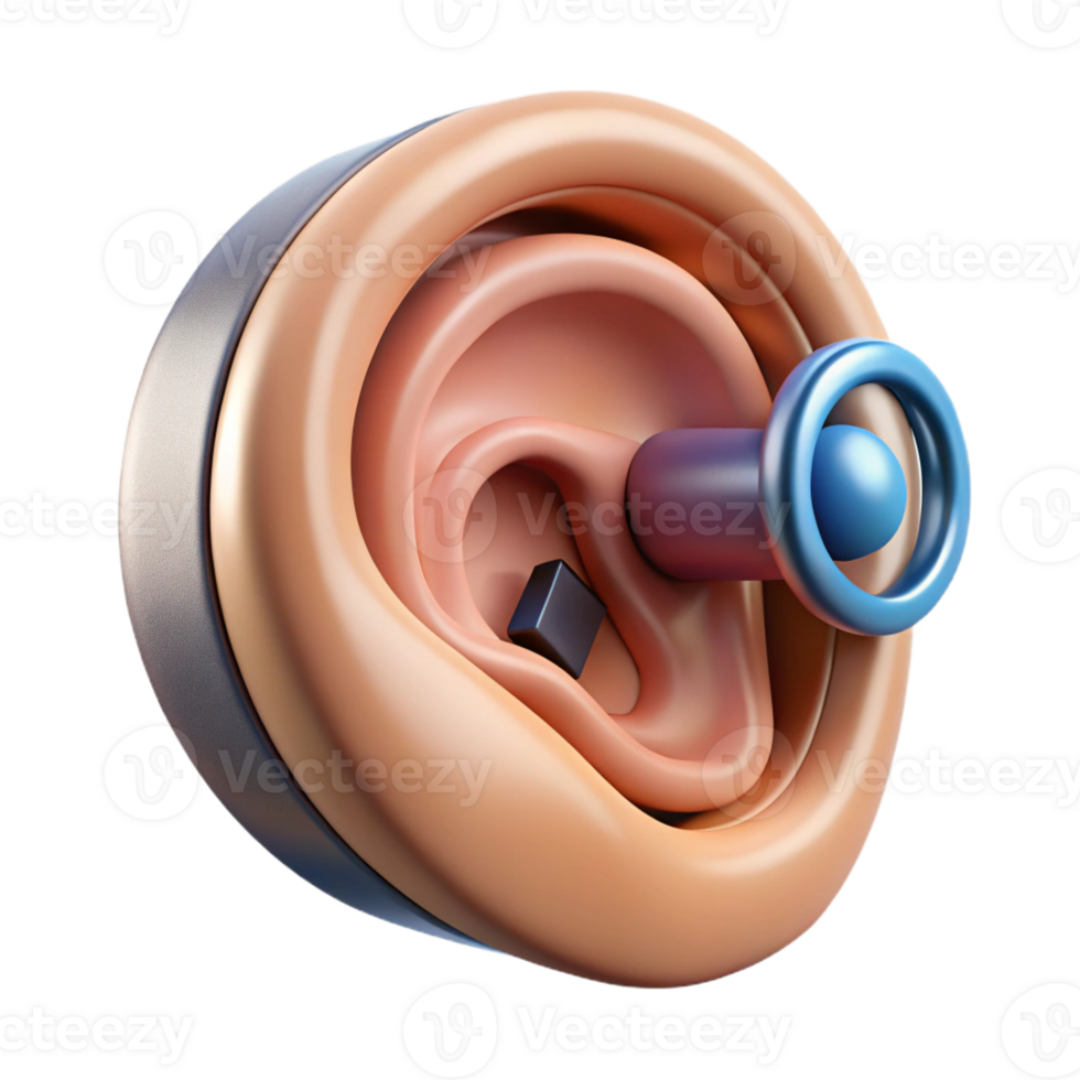 serene traditional Ultra-detailed, isolated cutout, biomechanical ear with integrated speaker system with Transparent Background authentic png
