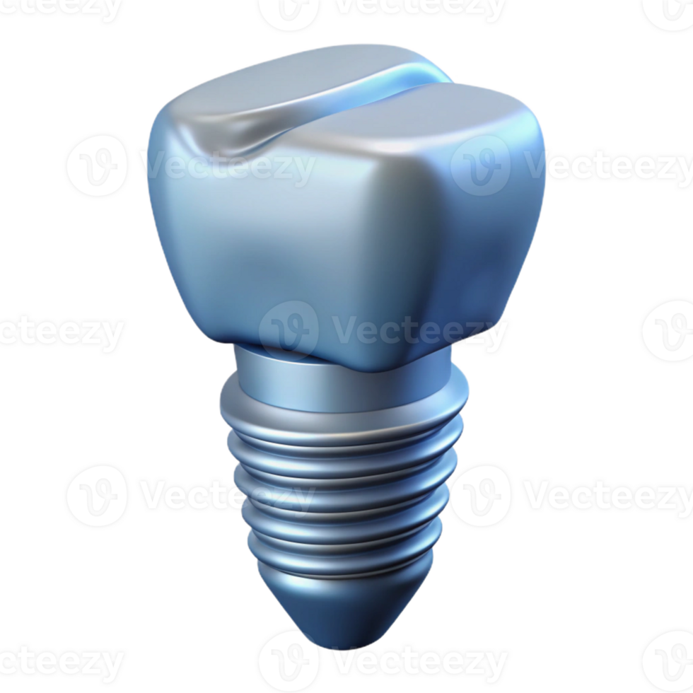 romantic picturesque Hyper-specific, photorealistic render of a single biomechanical tooth implant, isolated cutout with Transparent Background premium png