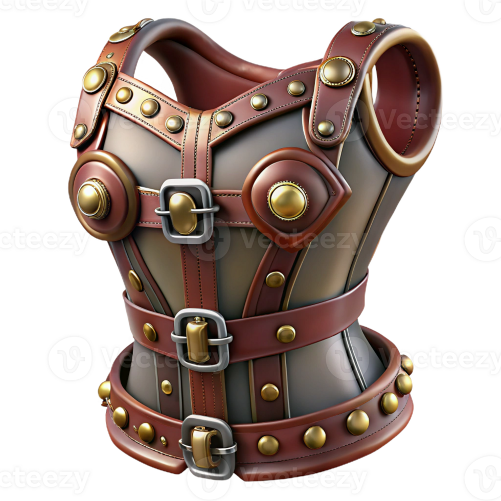 mysterious gorgeous Steampunk corset with metal buckles and leather accents with Transparent Background premium png