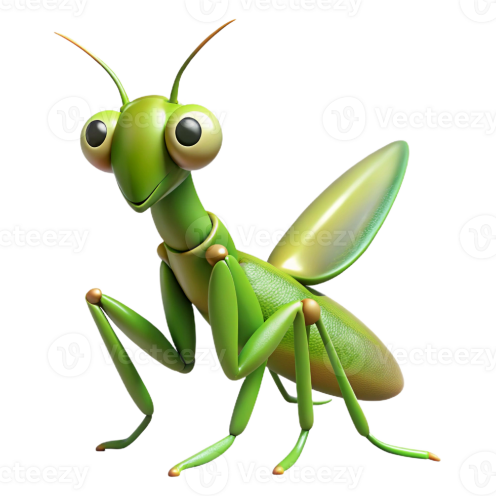 elegant energetic vintage Concept art style, hyper-specific isolated cutout professional render of a single praying mantis with Transparent Background masterfully captured png