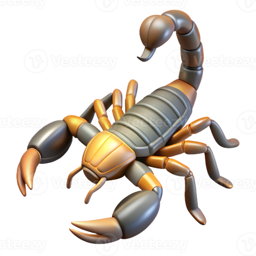 enchanting bohemian Concept art style hyper-specific isolated cutout professional render of a single scorpion with Transparent Background masterfully captured png